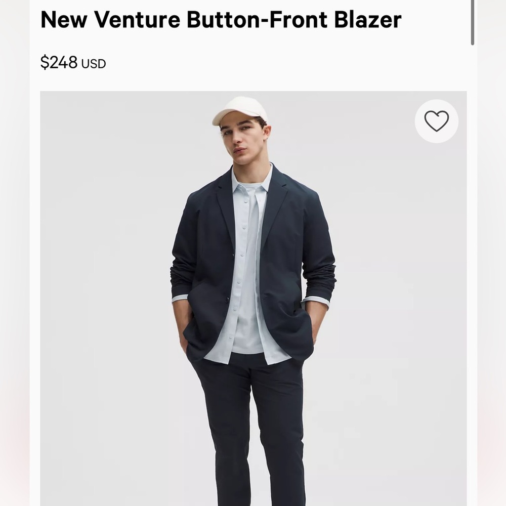 lululemon athletica Navy Button-Front Blazer